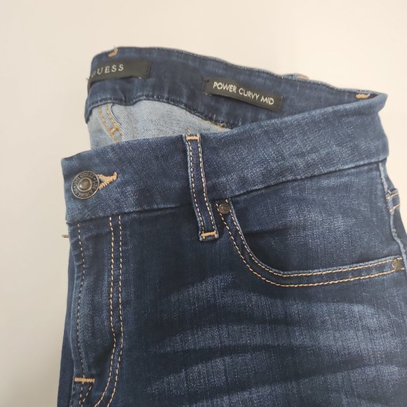 Guess Power Curve Women's Mid Rise Jeans Medium Washed - 28 - Picture 3 of 6